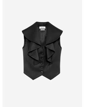 McQueen Waterfall Collar Tailored Waistcoat - Black