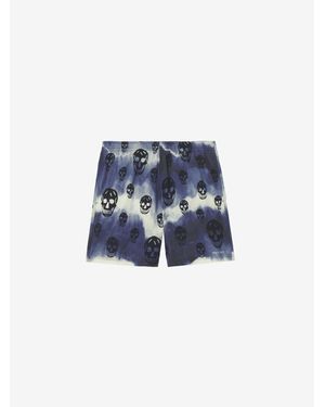 McQueen Tie-Dye Skull Swim Shorts - Blue