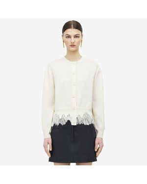 McQueen コブウェブ レース シュランク カーディガン - ホワイト