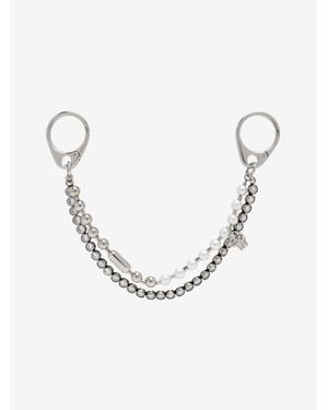 McQueen Pearl & Crystal Double Chain Charm - Natural