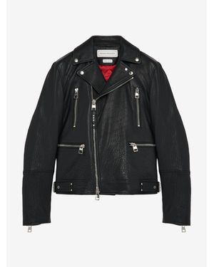 McQueen Leather Biker Jacket - Black