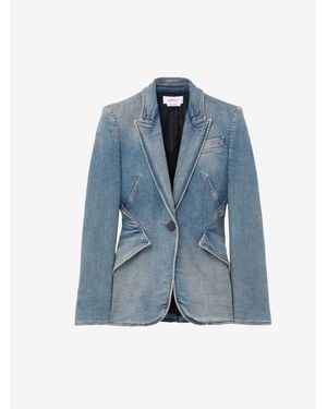 McQueen Stretch Denim Jacket - Blue