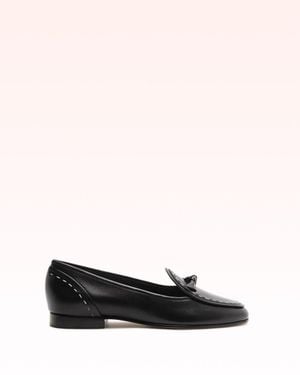 Alexandre Birman Slim Clarita Topstitch Loafer - Black