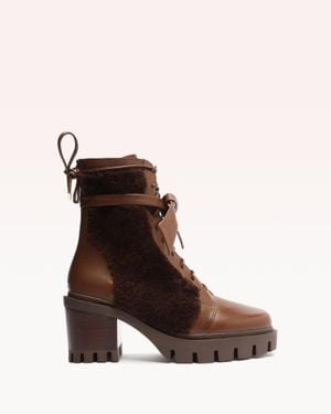 Alexandre Birman Shearling Clarita Combat Bootie 65 - Brown