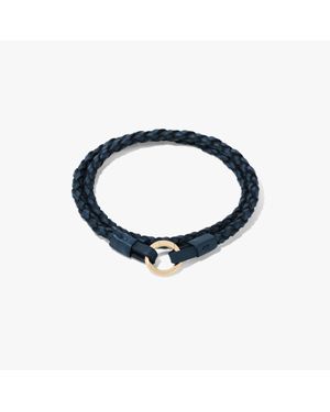Annoushka 14ct Yellow Gold 41cms Navy-blue Plaited Leather Bracelet