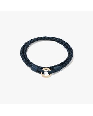 Annoushka 14ct Yellow Gold 41cms Navy-blue Plaited Leather Bracelet