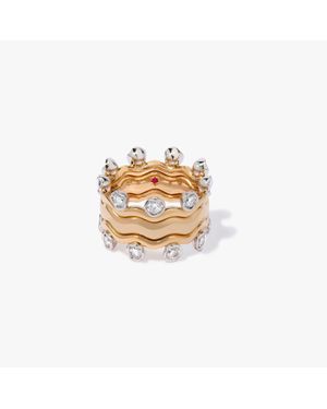 Annoushka Whoopsie Daisy Diamond & 4Mm Ring Stack - Metallic