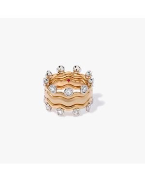 Annoushka Whoopsie Daisy Diamond & 4Mm Ring Stack - Metallic