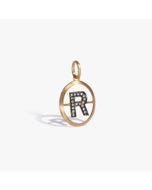 Annoushka Initials 18ct Yellow Gold Diamond R Pendant - Metallic