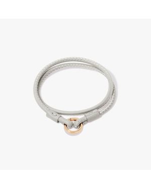 Annoushka 14ct Yellow Gold 35cms Cream Leather Bracelet - Metallic