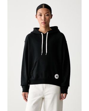 Converse Felpa Con Cappuccio Da Donna Con Cotone - Nero
