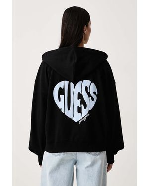 Guess Felpa Con Cerniera E Cappuccio Da Donna - Nero