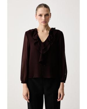 Marella Camicetta Con Volant Da Donna Emme By - Nero