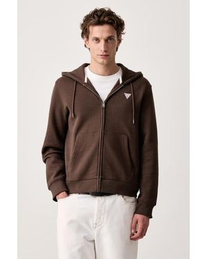 Guess Felpa Con Cappuccio Da Uomo Con Cotone - Marrone