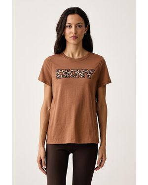 DKNY T-Shirt Da Donna Con Cotone - Marrone