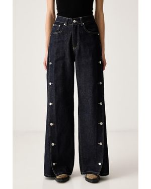 Gestuz Jeans Wide Leg Da Donna Gzthenna - Nero