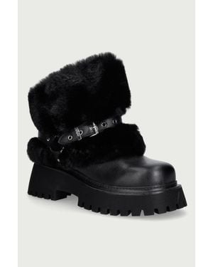 Buffalo Stivali Alla Caviglia Da Donna Stacy Fold Over - Nero