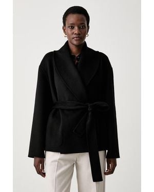 Calvin Klein Cappotto Corto Da Donna Con Lana - Nero