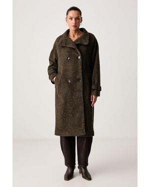 Sessun Cappotto Da Donna Con Lana Bleechecks - Nero