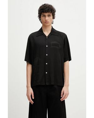 Aries Camicia Ancient Column Satin Viscose Hawaiian Shirt - Nero