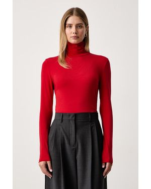 BOSS Maglietta A Maniche Lunghe Da Donna Con Lyocell C_Eliana - Rosso