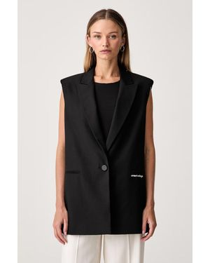 ARMANI EXCHANGE Gilet Monopetto Da Donna Con Misto Lana - Nero