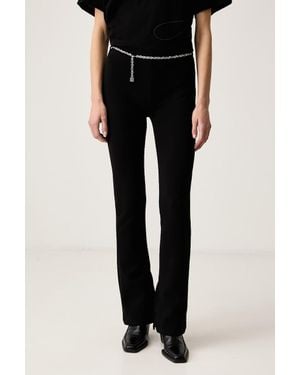 HUGO Pantaloni Flare Da Donna Con Cotone Nenrietta - Nero