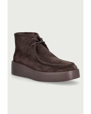 Calvin Klein Stivali Alla Caviglia Sulla Banchina Da Donna Flatf Lace Up Apr Cut Boot - Marrone
