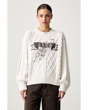 HUGO Maglione Da Donna Con Cotone Sbraddy_B - Bianco