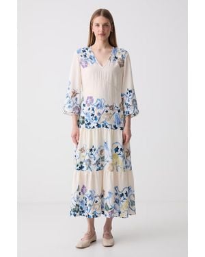 Munthe Vestito D'Estate Con Viscosa Nao - Bianco