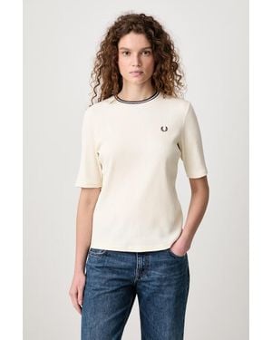 Fred Perry T-Shirt Da Donna Con Cotone - Bianco