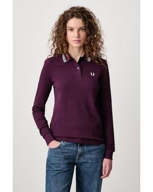 Fred Perry A Maniche Lunghe Da Donna - Viola