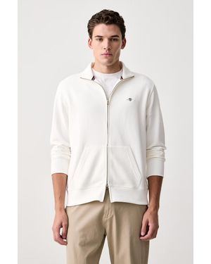 GANT Felpa Con Cerniera Da Uomo Con Cotone - Bianco
