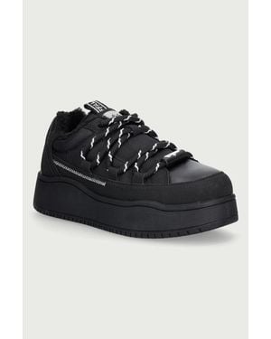 Buffalo Ariya Lace Up Warm Lo Sneakers Da Donna - Nero