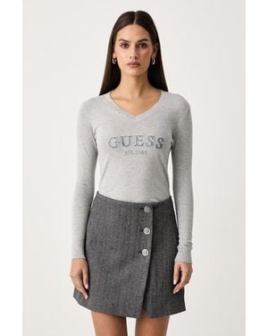 Guess Maglione Da Donna Con Viscosa Hannah - Grigio