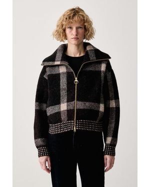 Barbour Cardigan Da Donna Con Lana Carville - Nero