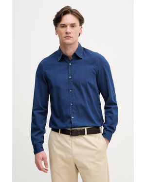 Benetton Camicia Da Uomo Con Cotone - Blu