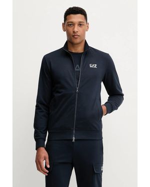 EA7 Felpa Con Cerniera Da Uomo Con Cotone - Blu