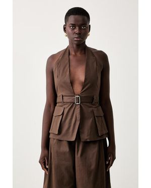 Haveone Gilet Da Donna Con Lyocell - Marrone