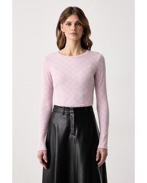 Guess A Maniche Lunghe Da Donna Con Viscosa Fausta - Rosa