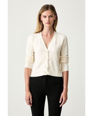 DKNY Cardigan Da Donna Con Viscosa - Bianco