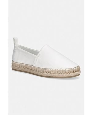 Calvin Klein Espadrille Da Donna Oblique Espadrille Canvas - Bianco