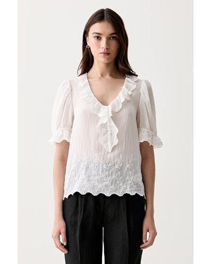 INTROPIA Camicetta Con Volant Da Donna Con Modal - Bianco