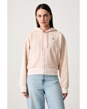 Lacoste Felpa Con Cerniera E Cappuccio Da Donna Con Cotone - Blu