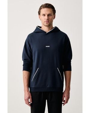 HUGO Felpa Con Cappuccio Da Uomo Con Cotone Noah Hoodie - Blu