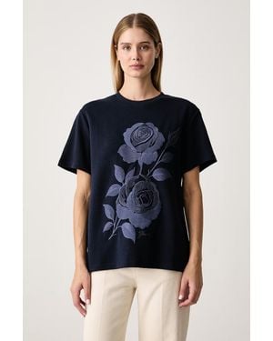 Guess T-Shirt Da Donna Con Cotone - Blu