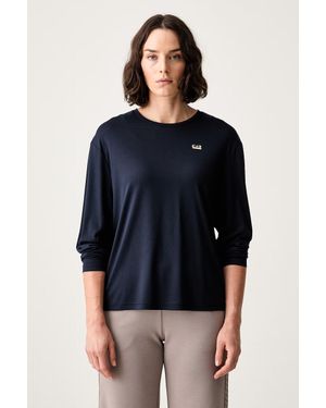 EA7 Maglietta A Maniche Lunghe Da Donna Con Viscosa - Blu