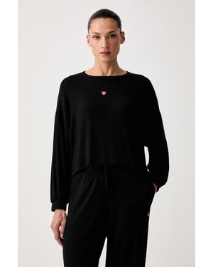 HUGO Felpa Loungewear Da Donna Con Modal Heart Top - Nero