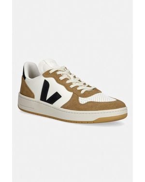 Veja V-10 Leather Sneakers Da Uomo - Metallizzato