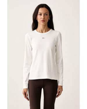 DKNY Maglietta A Maniche Lunghe Da Donna Con Cotone - Bianco